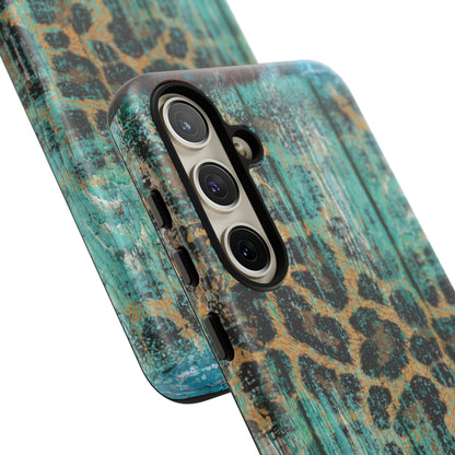 Turquoise Rustic Leopard Wood - Samsung Galaxy Series Case