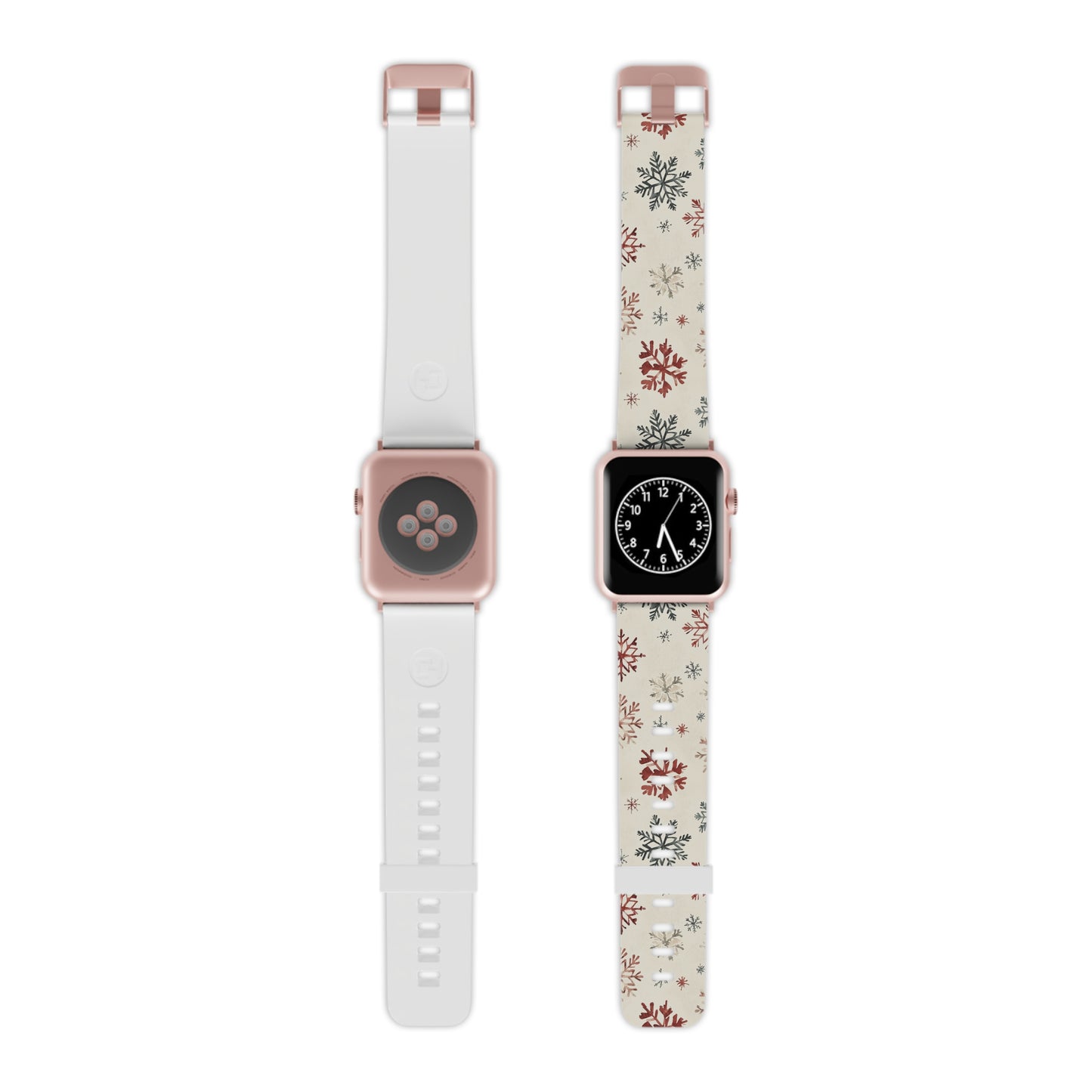 Vintage Red and Gray Snowflake Pattern Apple Watch Band