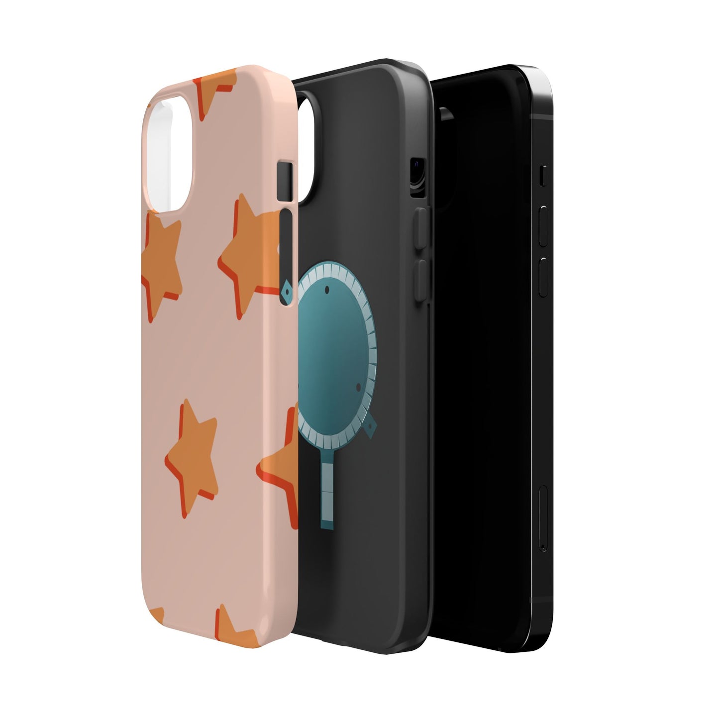 Retro Orange Stars MagSafe iPhone Case – Shock-Resistant, Smooth Matte Finish, Dual-Layer Design