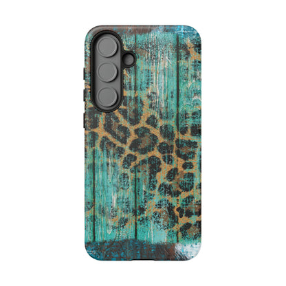 Turquoise Rustic Leopard Wood - Samsung Galaxy Series Case