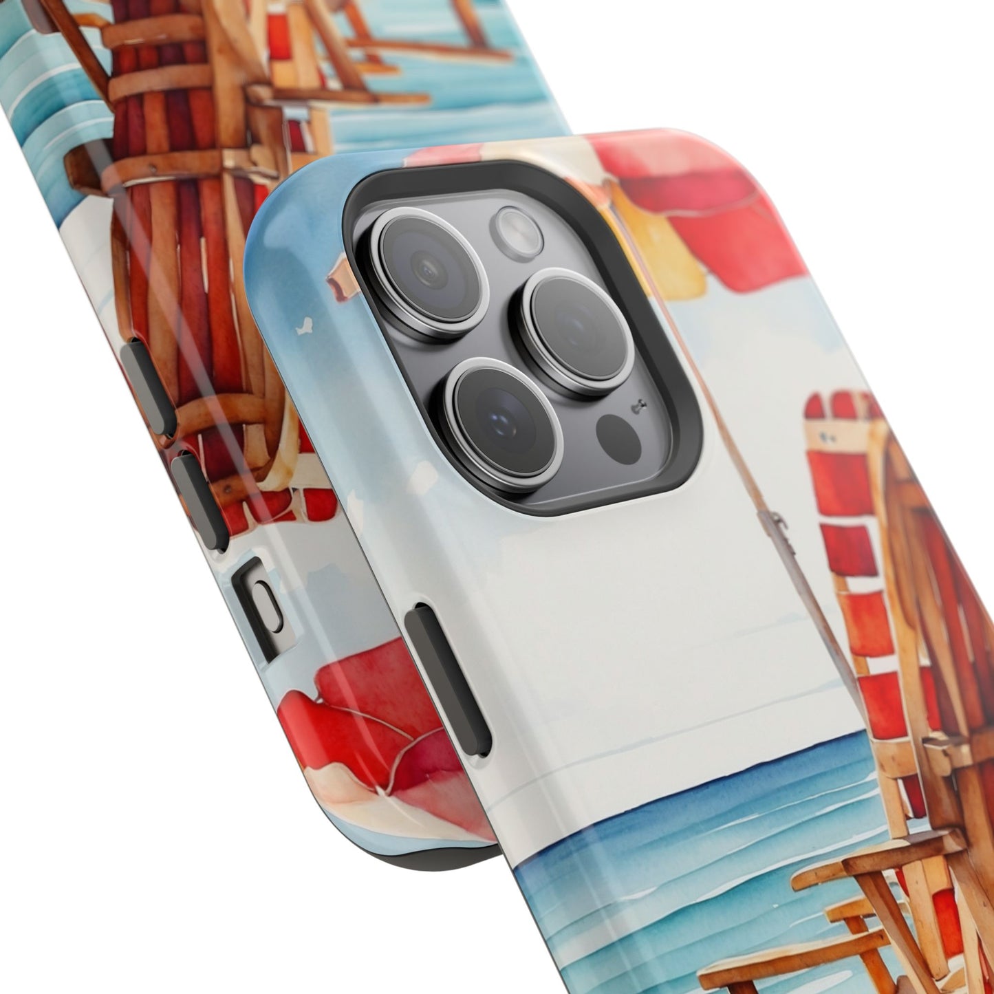 Beach Bliss MagSafe iPhone Series Case – Relaxing Seaside Chair and Umbrella Design