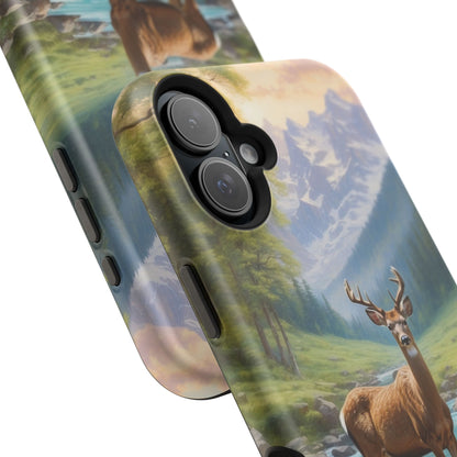 Alpine Serenity – Stag in Mountain Bliss MagSafe iPhone Cases