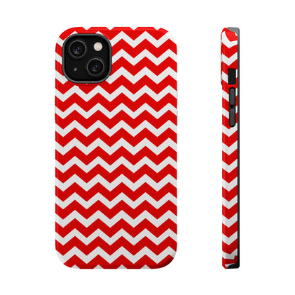 Bold Red & White Chevron – Modern Geometric MagSafe iPhone Case