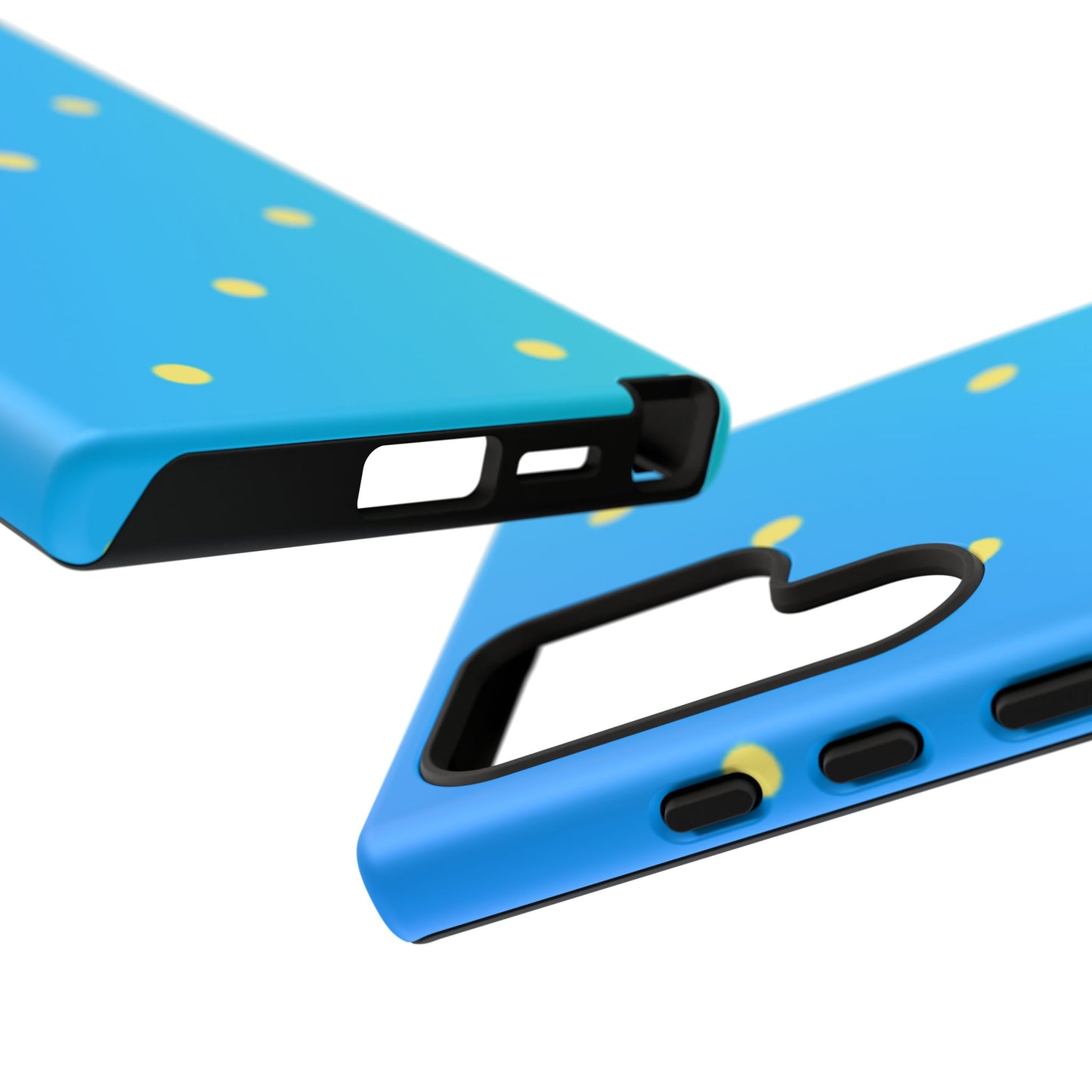 Blue Ocean Gradient Polka Dots Samsung Galaxy Case – Shockproof, Smooth Matte Finish, Dual-Layer Design