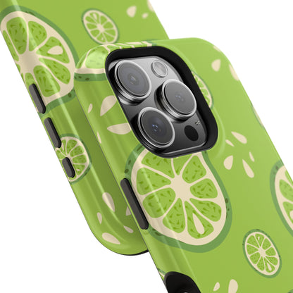 Zesty Lime Splash Tough MagSafe iPhone Case – Fresh Citrus Design, Dual-Layer Protection