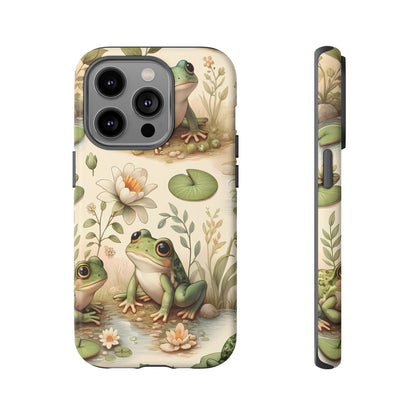 Cute Frogs Phone Case - Pond Pals Frolic - Charming Frog Lily Pad Phone Case for iPhone, Google & Samsung! Great Gift For Any Frog Lover!