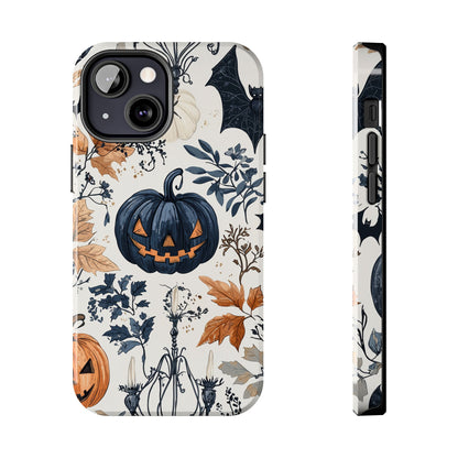 Vintage Halloween iPhone Case – Dark Jack-o'-Lanterns, Bats, and Autumn Leaves Design