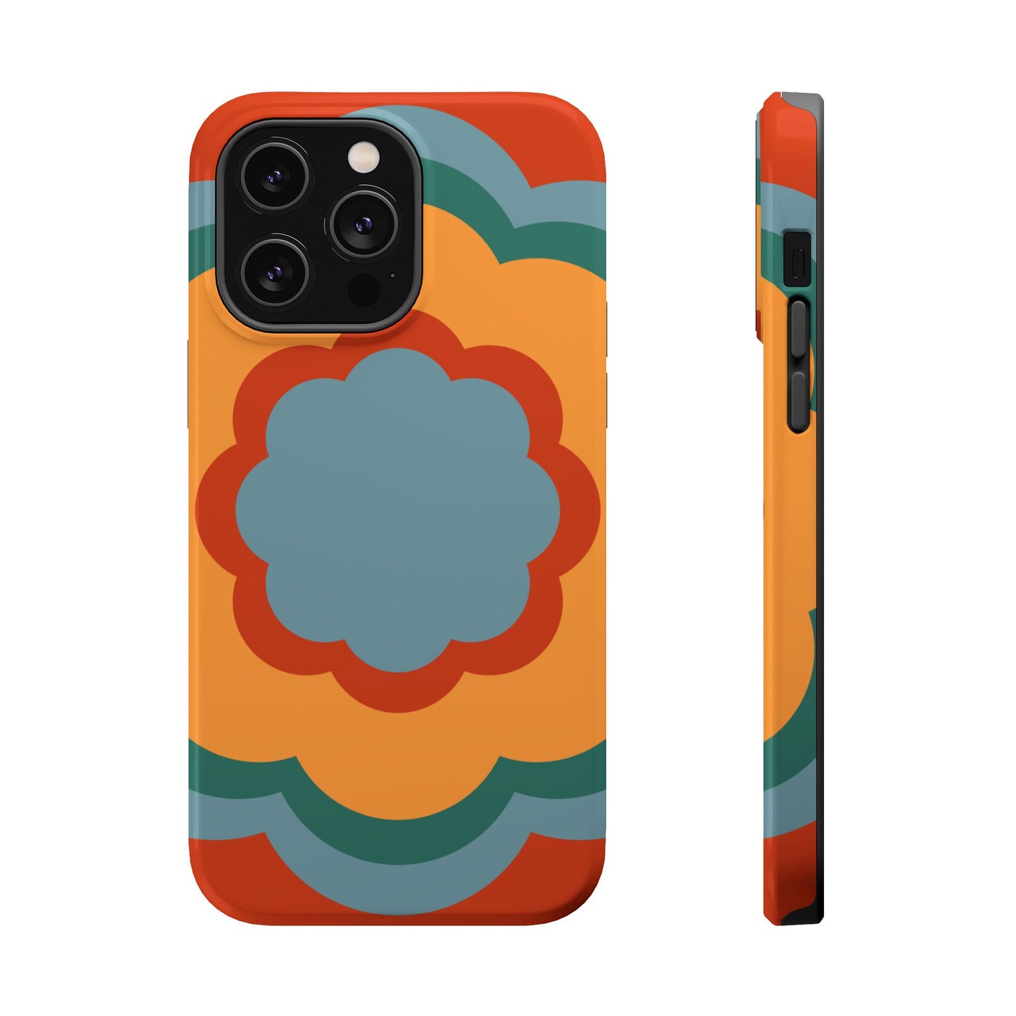 Retro Flower Power MagSafe iPhone Case – Bold 70s-Inspired Design with Dual-Layer Protection