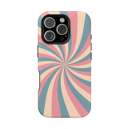 Vintage Pastel Swirl MagSafe iPhone Case – Dual-Layer Protection with 70s-Inspired Design