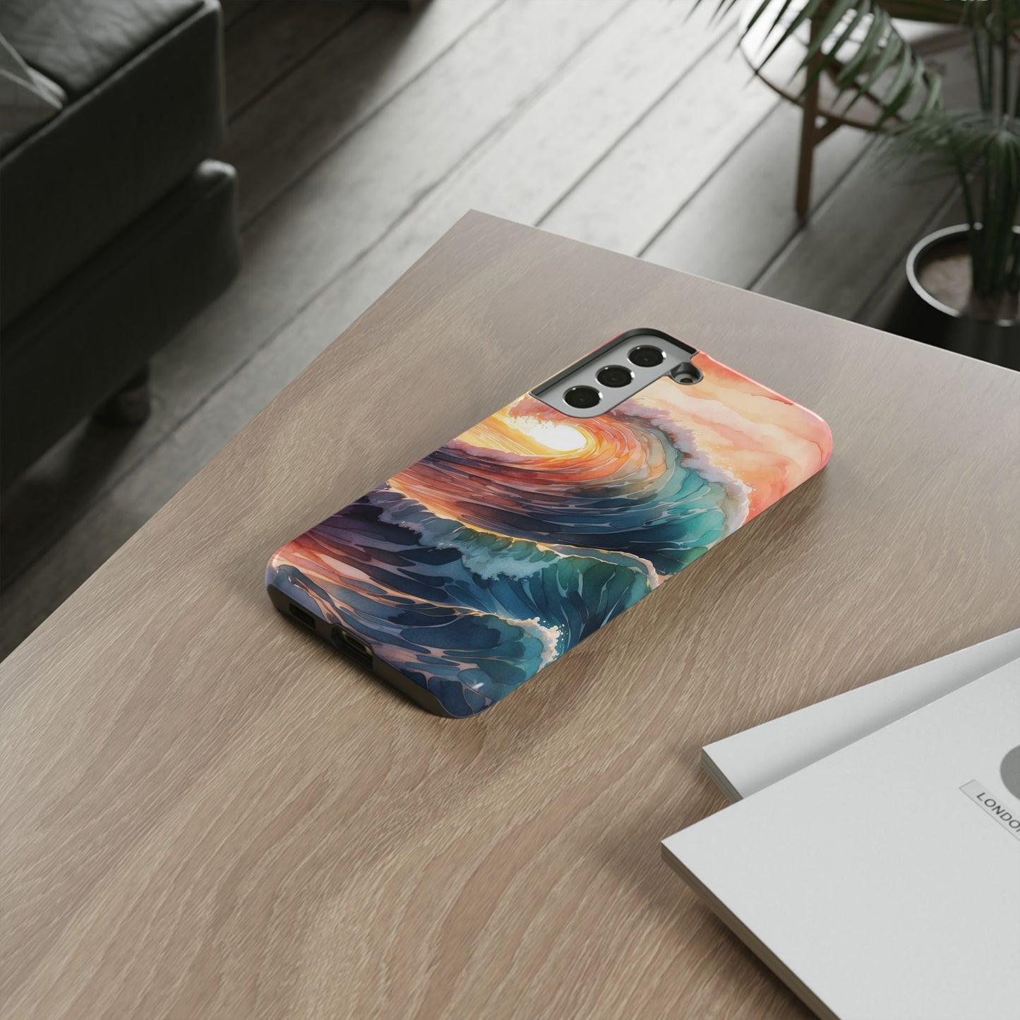 Ocean Sunrise Wave Samsung Galaxy Case – Vibrant Watercolor Wave Design