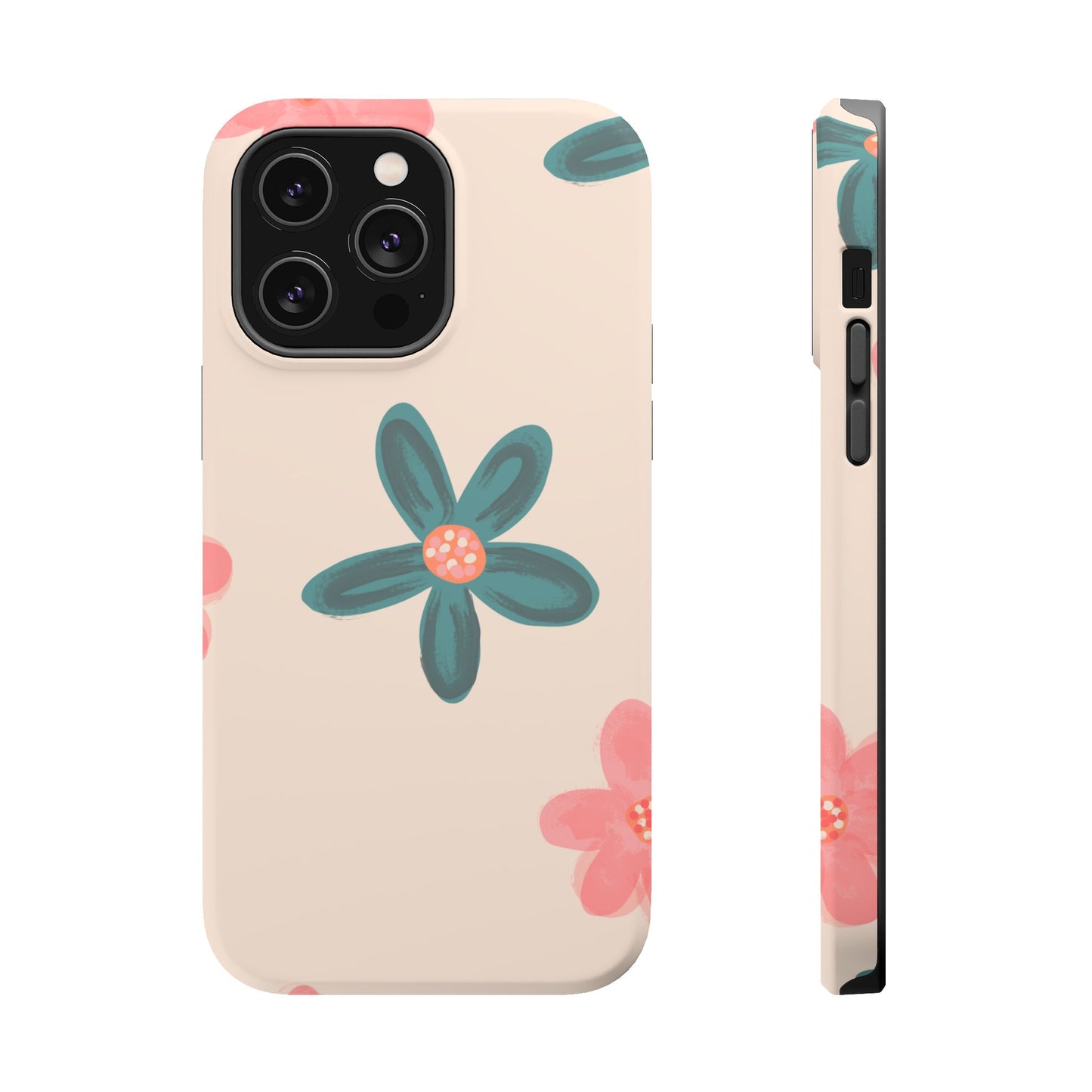 Vintage Floral Tough MagSafe iPhone Case – Soft Matte Finish with Dual-Layer Protection