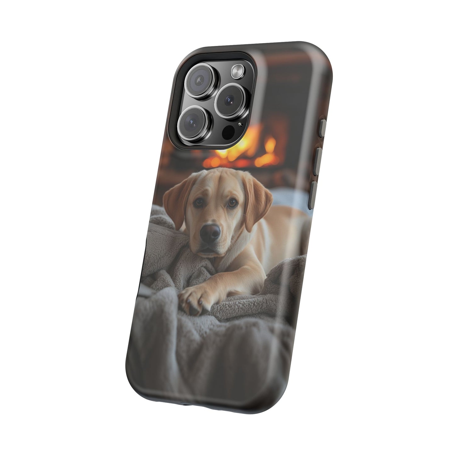 Cozy Golden Retriever by the Fireplace - MagSafe Case