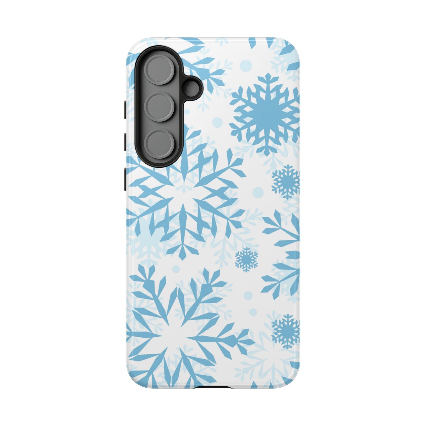 Frosty Blue Snowflakes Samsung Galaxy Case – Shockproof, Smooth Matte Finish, Dual-Layer Design