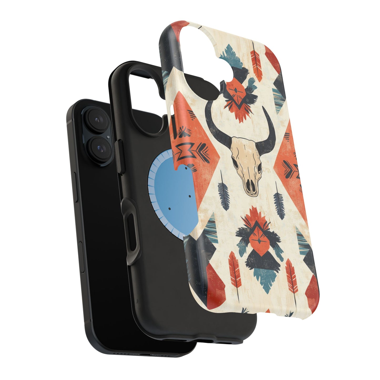 Southwestern Boho Skull Tough MagSafe iPhone Case – Durable Matte Finish, Dual-Layer Protection