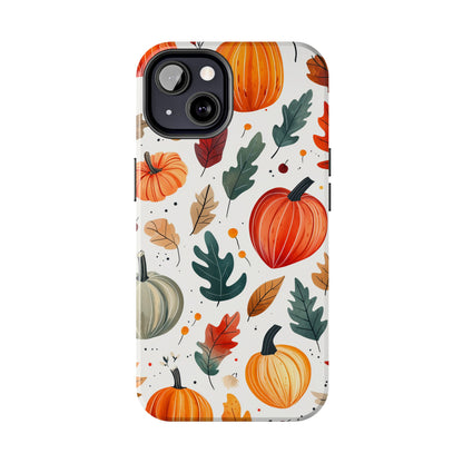 Autumn Harvest iPhone Case - Pumpkin and Fall Leaf Design