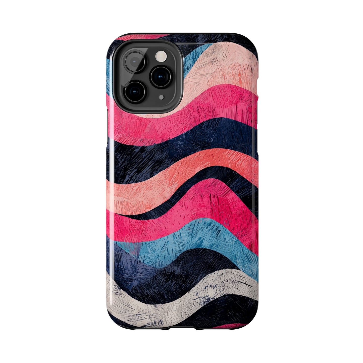 Abstract Wave Pattern iPhone Case – Shockproof, Matte Finish, Dual-Layer Protection