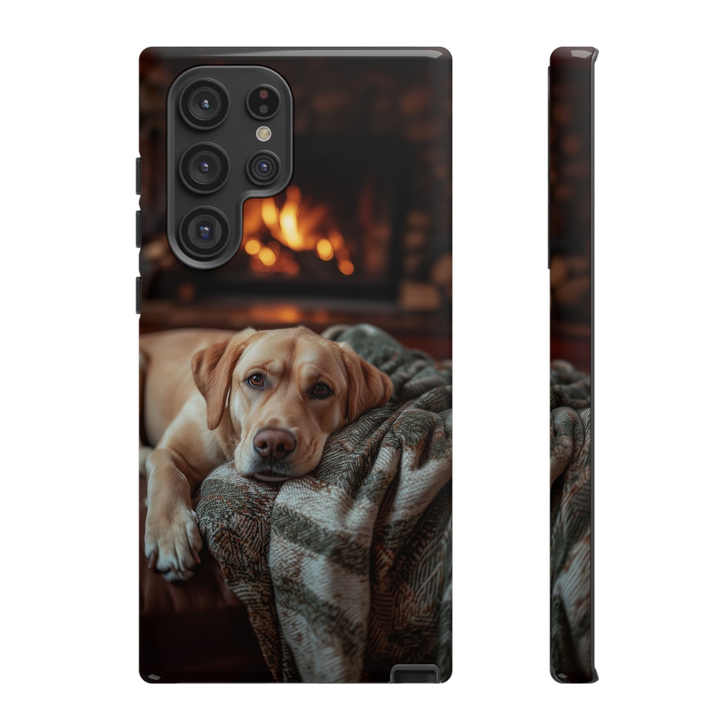 Cozy Labrador by Fireplace Samsung Galaxy Case – Rustic Cabin Protective Cover