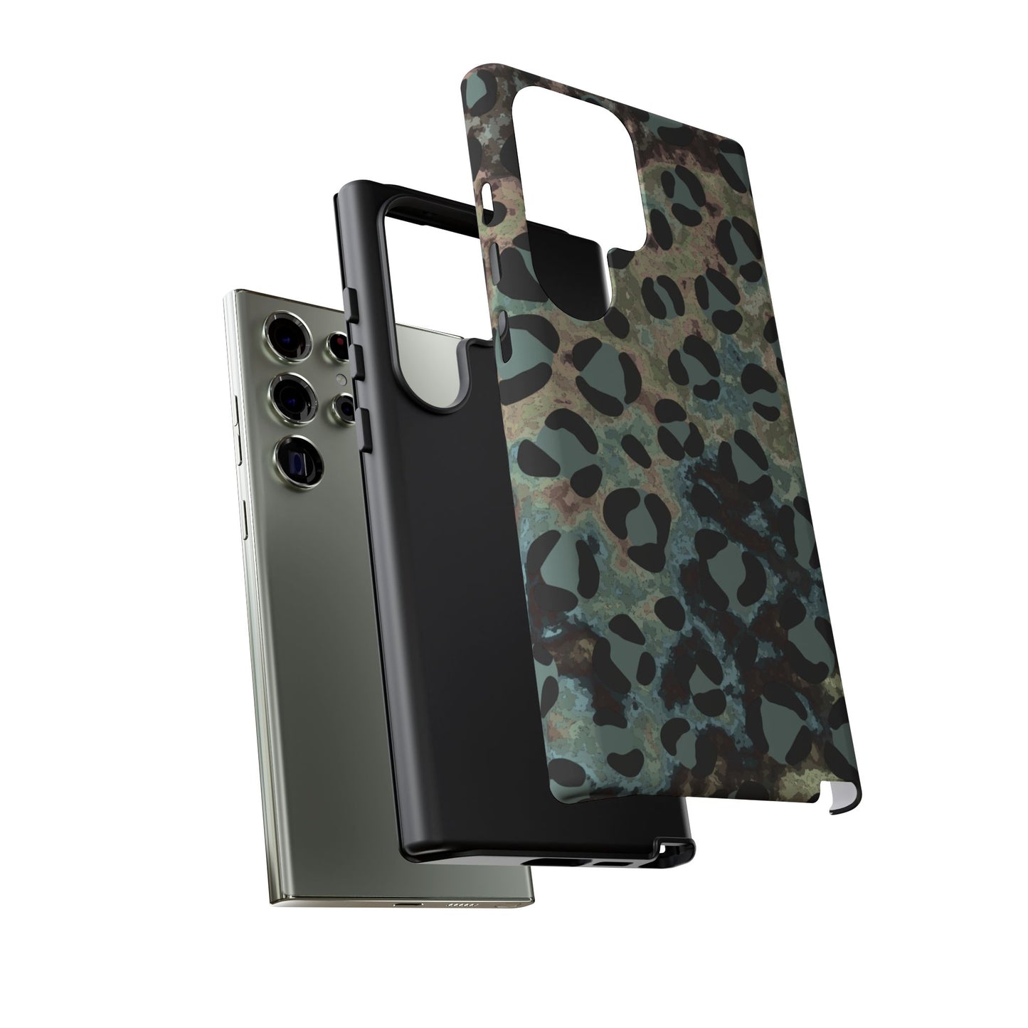 Moody Watercolor Leopard Print Tough Samsung Galaxy Case – Earthy Abstract Pattern with Dual-Layer Protection