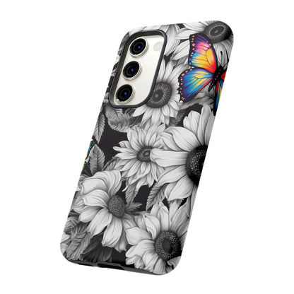 Rainbow Butterflies & Monochrome Sunflowers – Samsung Galaxy Case