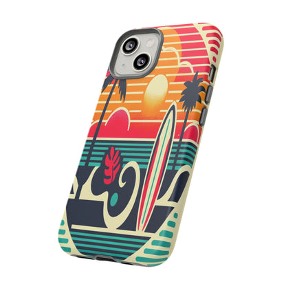 Retro Beach Vibes iPhone Case - Sunset Surfing Protective Cover