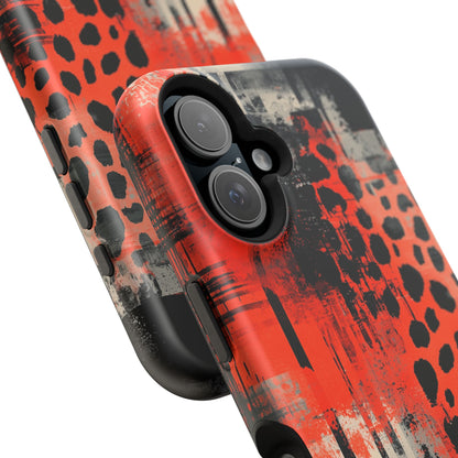 MagSafe iPhone Case: Cheetah Plaid – Red & Black Pattern