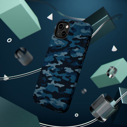 Dark Blue Camouflage – MagSafe iPhone Case with Modern Rugged Style