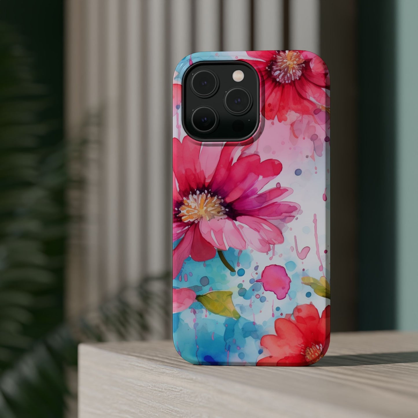 Vibrant Watercolor Red & Pink Floral - MagSafe iPhone Case