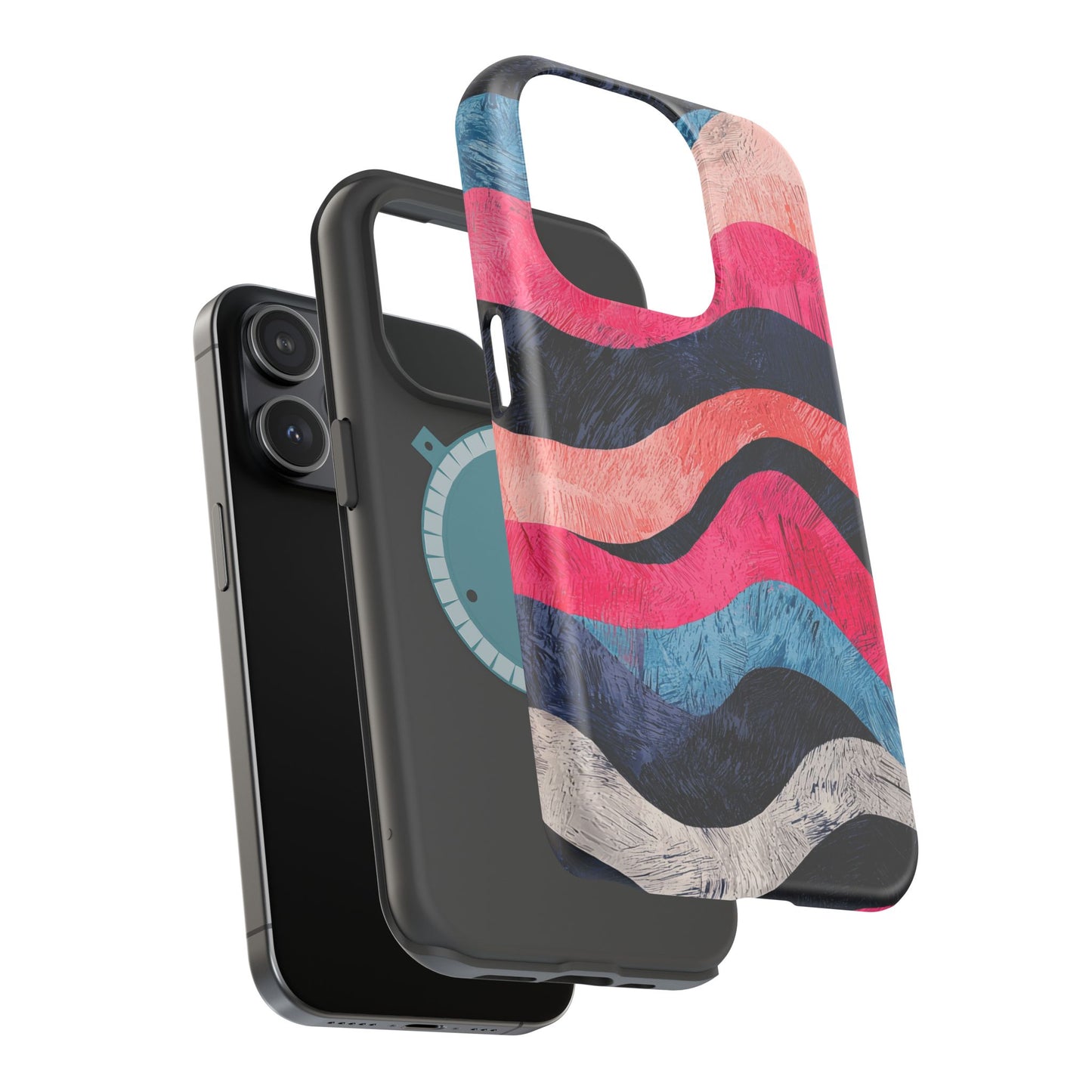 Abstract Wave Pattern MagSafe iPhone Case – Shockproof, Matte Finish, Dual-Layer Protection