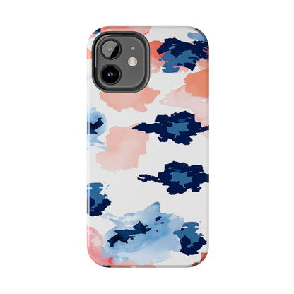 Abstract Coral & Navy Watercolor Design – iPhone Case