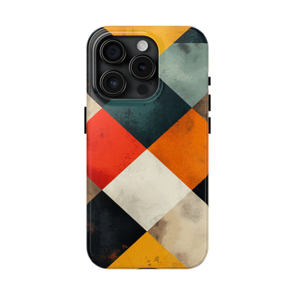 Geometric Retro iPhone  Case - Colorful Checkered Protective Cover