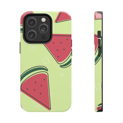 Watermelon Slice iPhone Case – Fresh & Fun Design with Retro Geometric Pattern