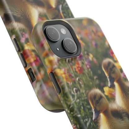 Charming Ducklings in Floral Garden - MagSafe iPhone Case