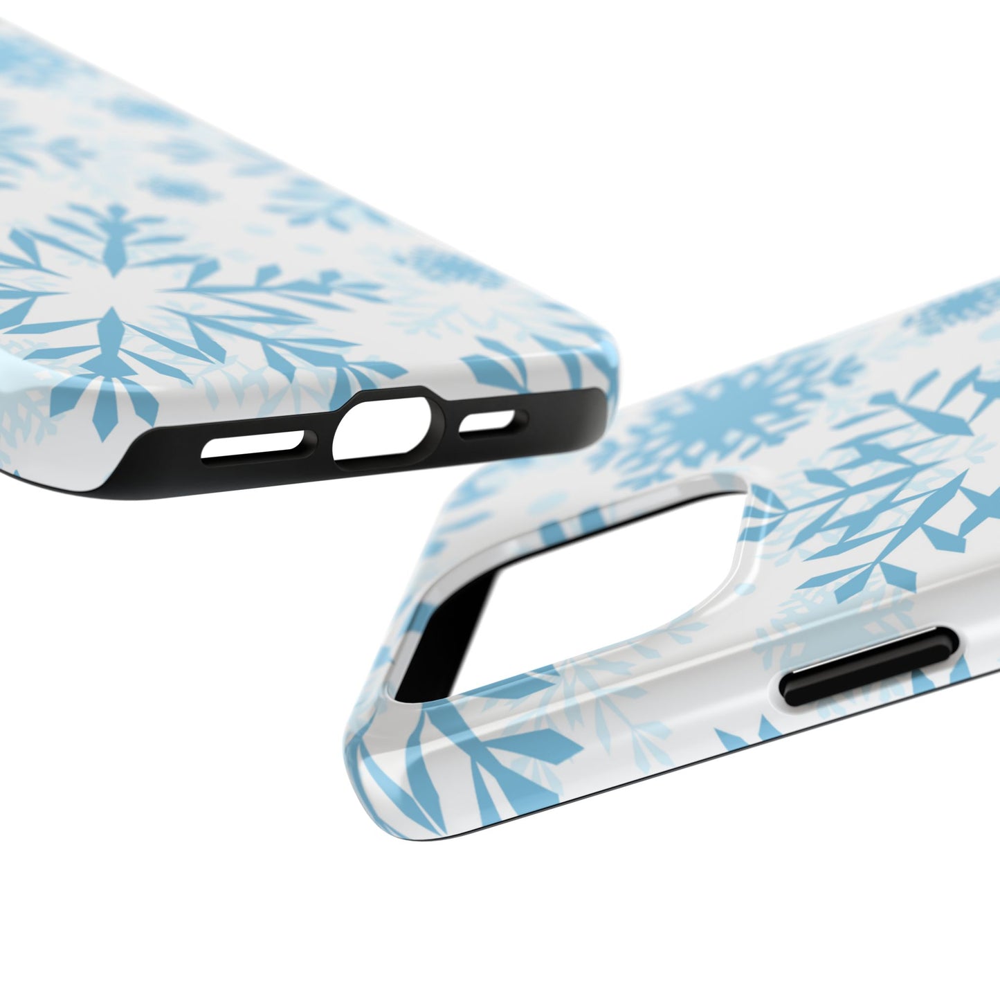 Frosty Blue Snowflakes iPhone Case – Shockproof, Smooth Matte Finish, Dual-Layer Design