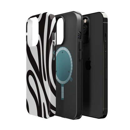 Modern Black and White Abstract Tough MagSafe iPhone Case – Bold Graphic Pattern with Dual-Layer Protection