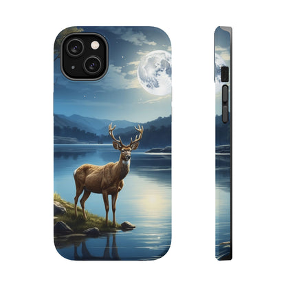 Moonlit Elegance: Stag by the Lake – MagSafe iPhone Case