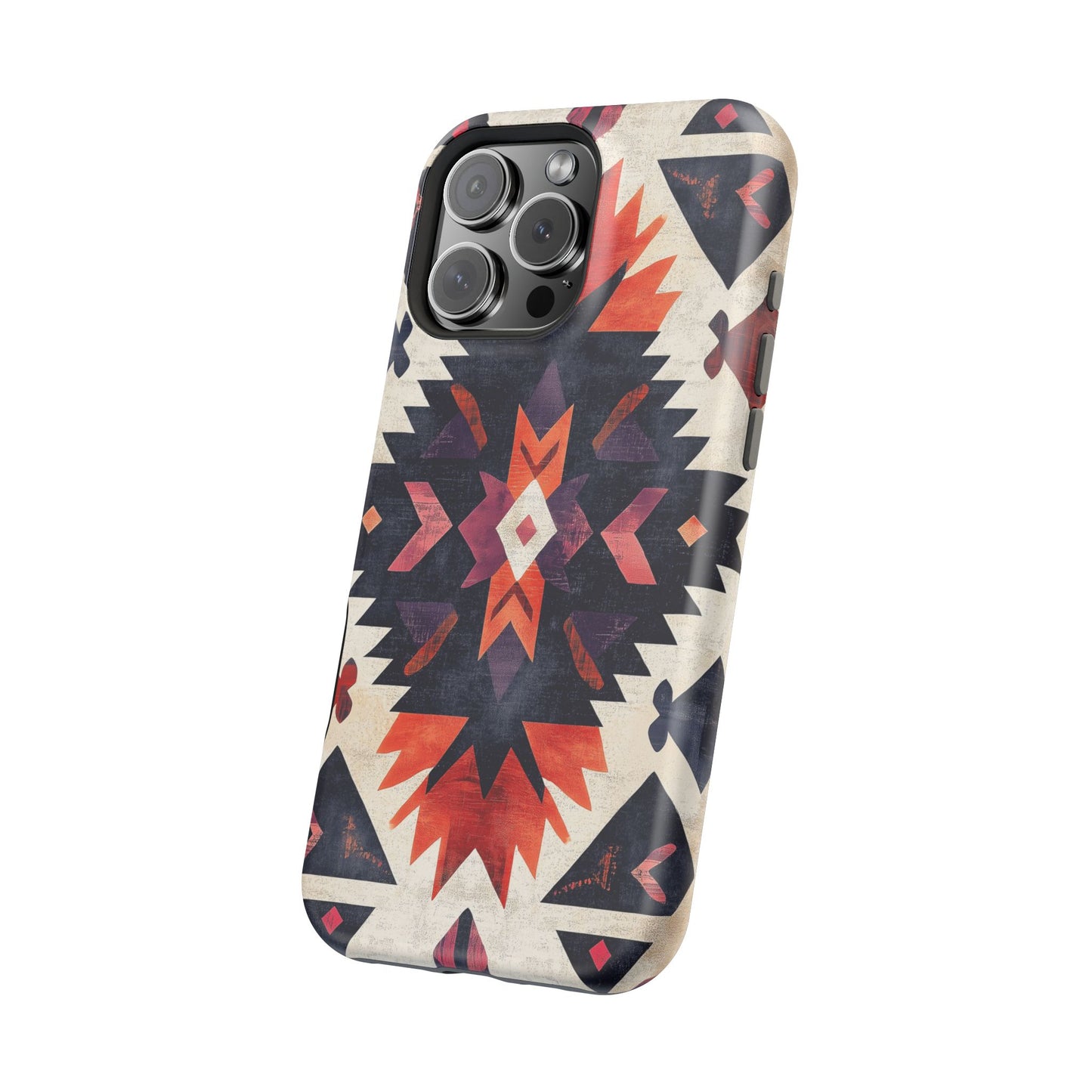 Boho Tribal Starburst Tough MagSafe iPhone Case – Vibrant Geometric Design, Dual-Layer Protection