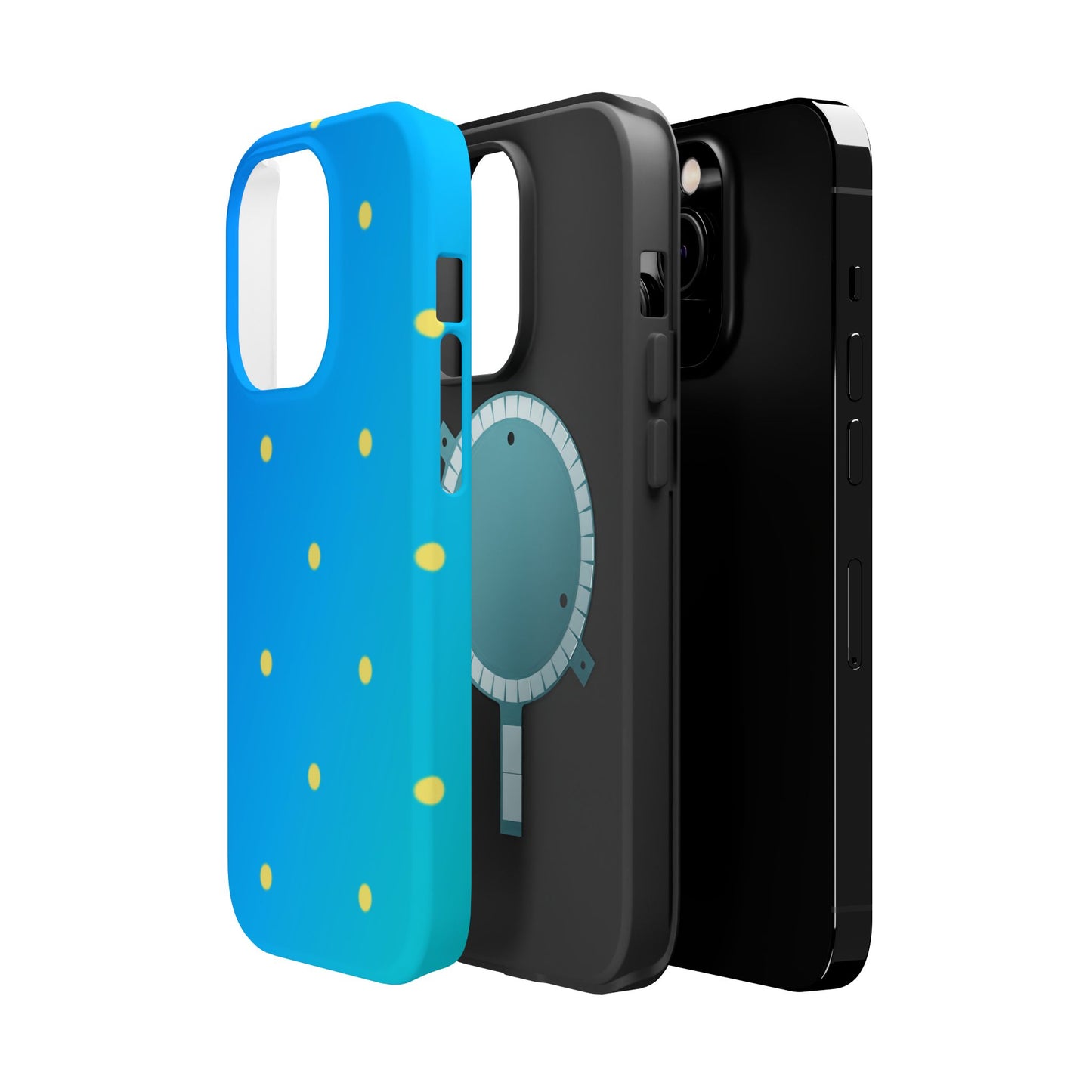 Blue Ocean Gradient Polka Dots MagSafe iPhone Case – Shockproof, Smooth Matte Finish, Dual-Layer Design