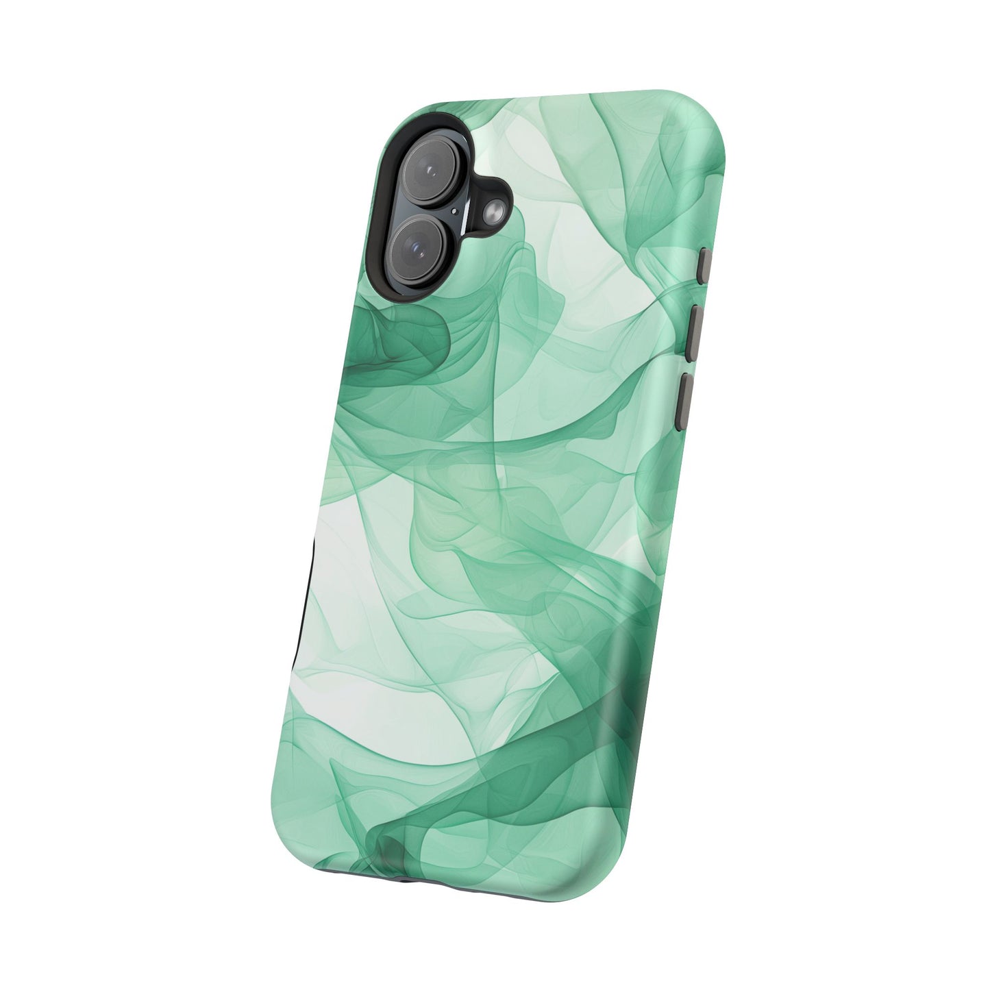 Translucent Flowing Green Fabric MagSafe iPhone Case – Elegant Fluid Design