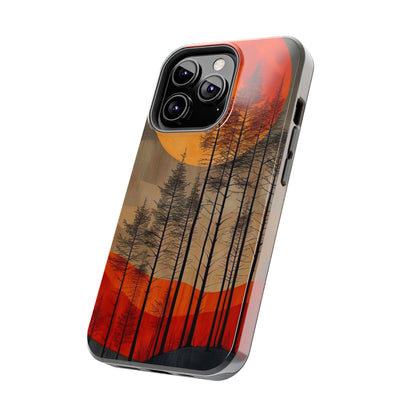 Moody Forest Moonrise iPhone Case – Dark Landscape Design, Dual-Layer Protection