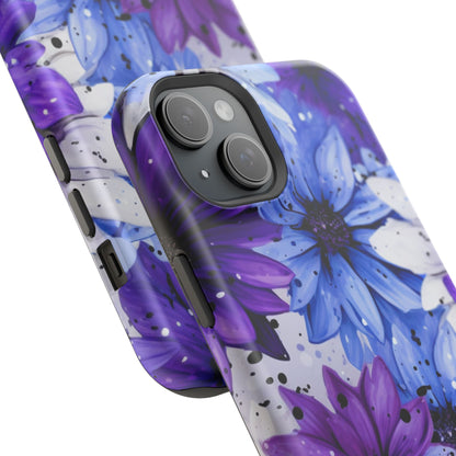 Vibrant Purple & Blue Floral Splash - MagSafe iPhone Series Case