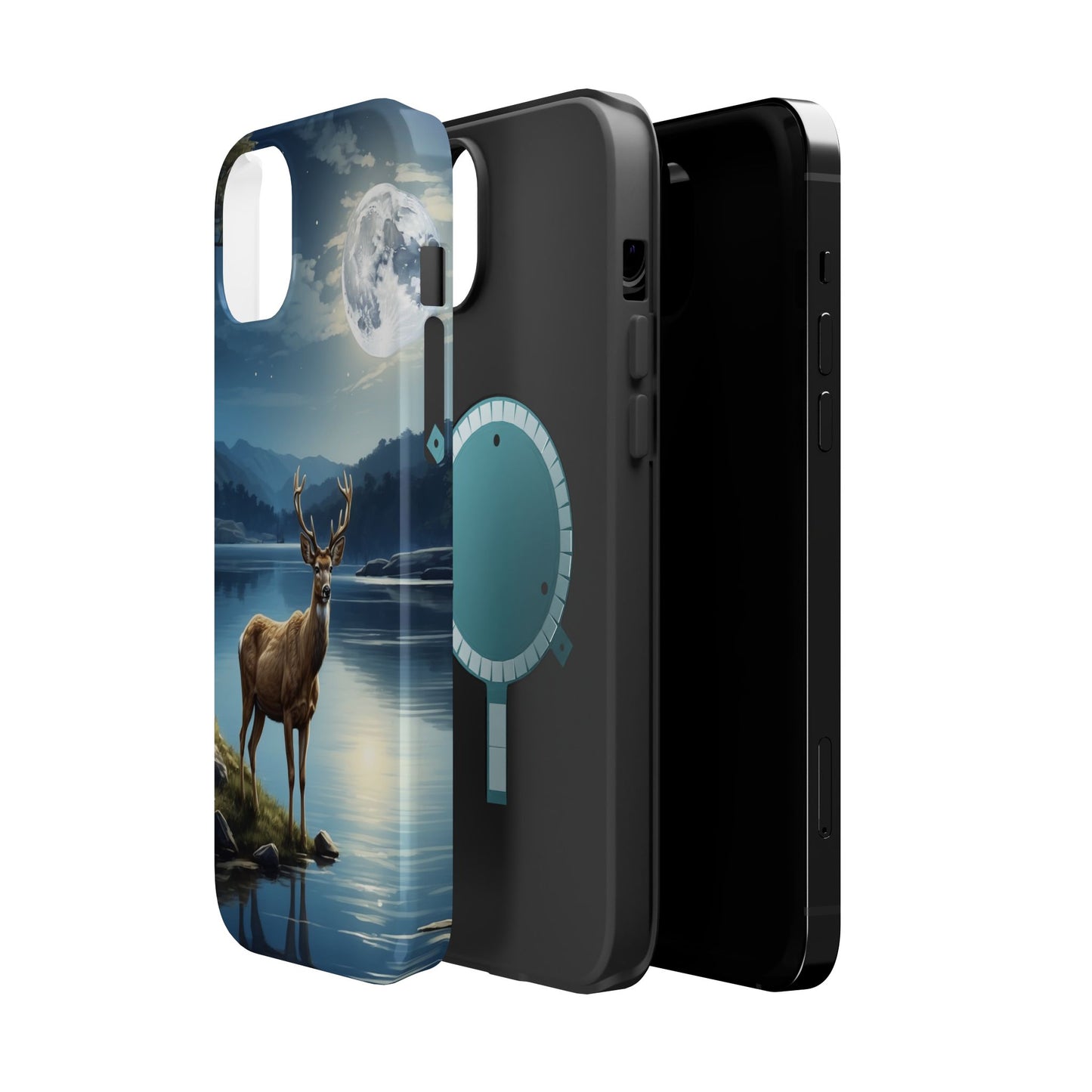 Moonlit Elegance: Stag by the Lake – MagSafe iPhone Case