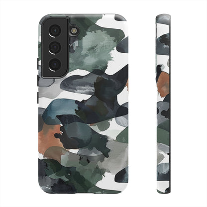 Moody Abstract Watercolor Samsung Galaxy Case – Dark Green and Brown Artistic Design