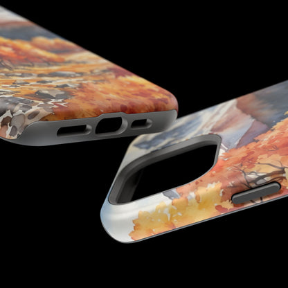 Watercolor Autumn Forest and Mountains - MagSafe iPhone Case