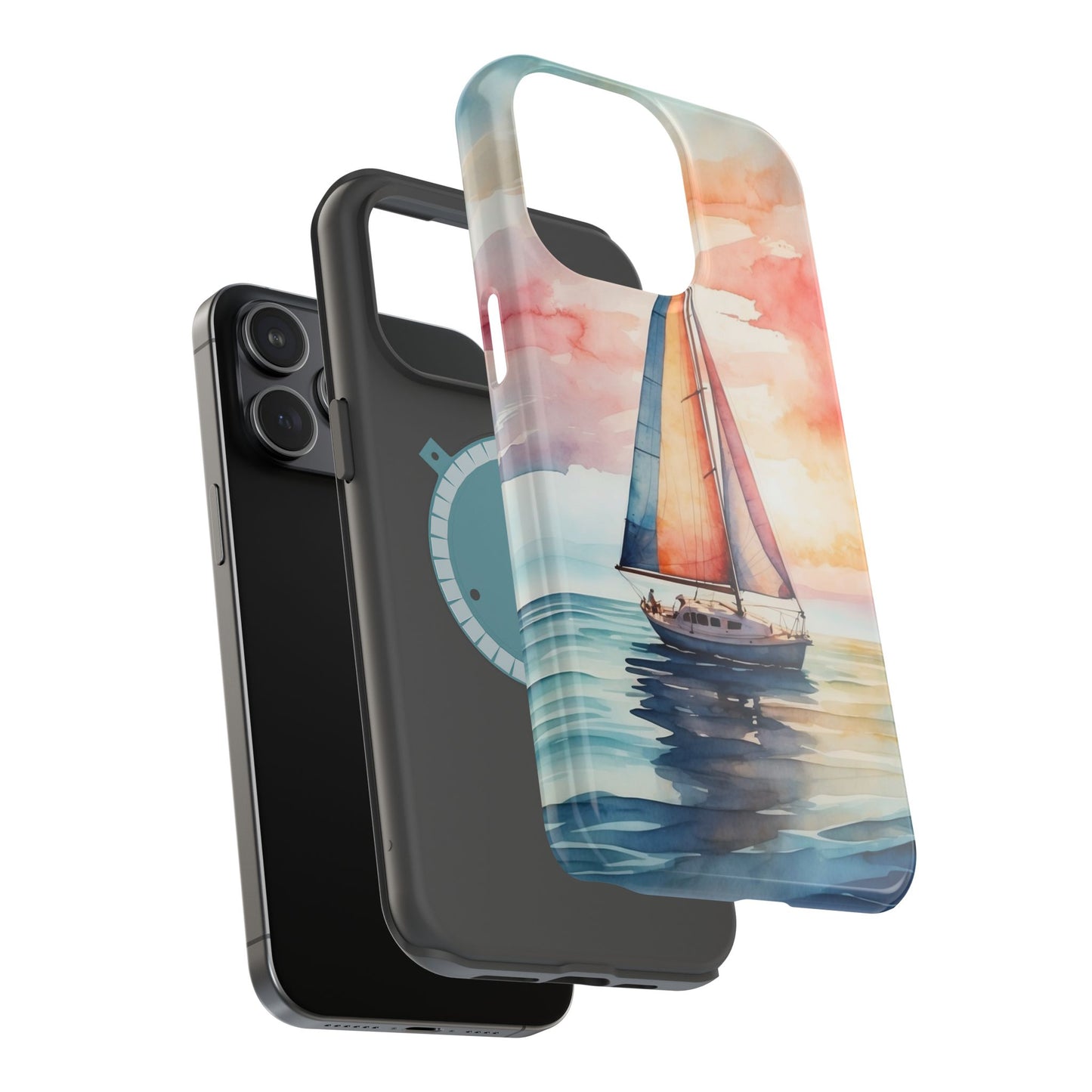 Sailboat Sunset MagSafe iPhone Case – Vibrant Watercolor Design