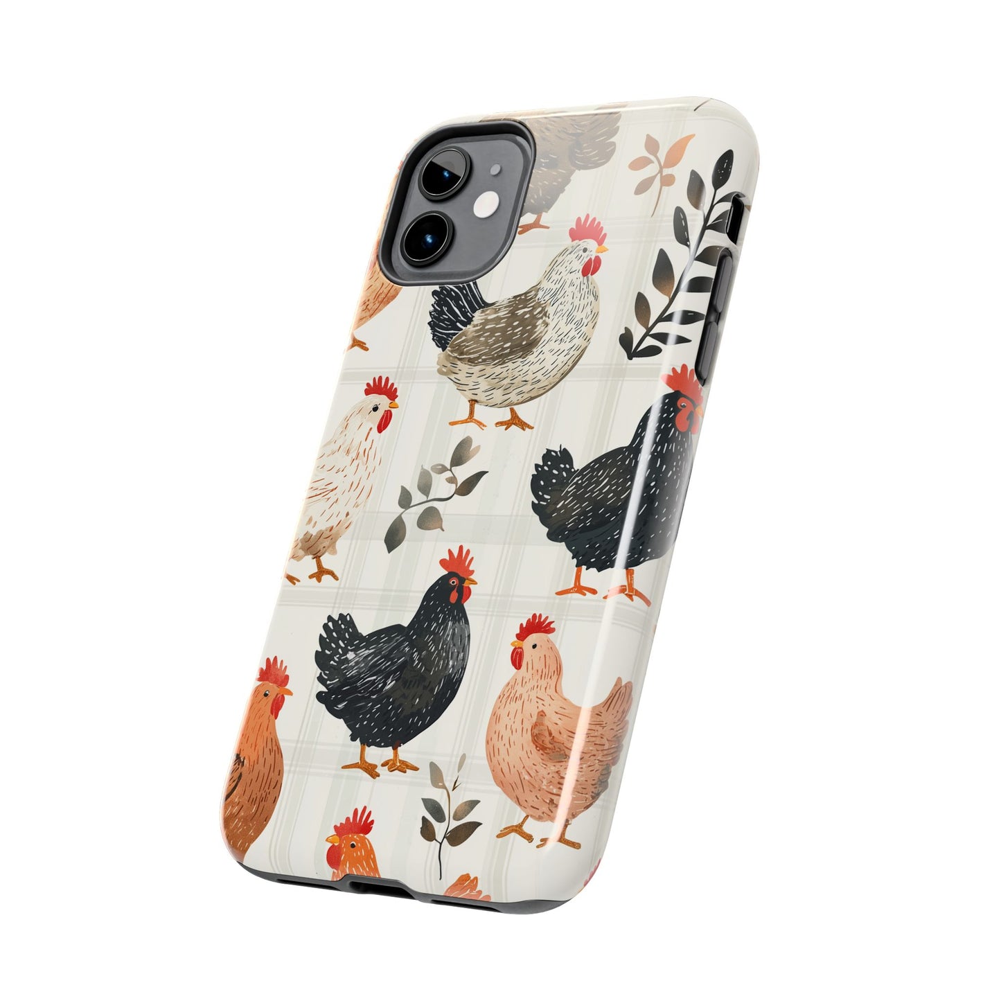 iPhone Case: Vintage Chicken & Leaves – Farmhouse Style Case