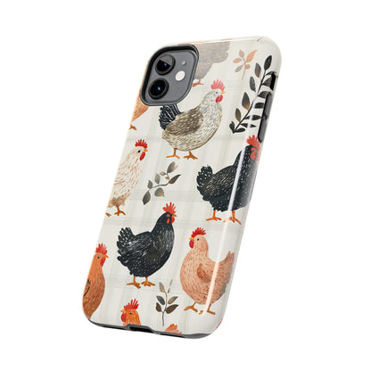 iPhone Case: Vintage Chicken & Leaves – Farmhouse Style Case