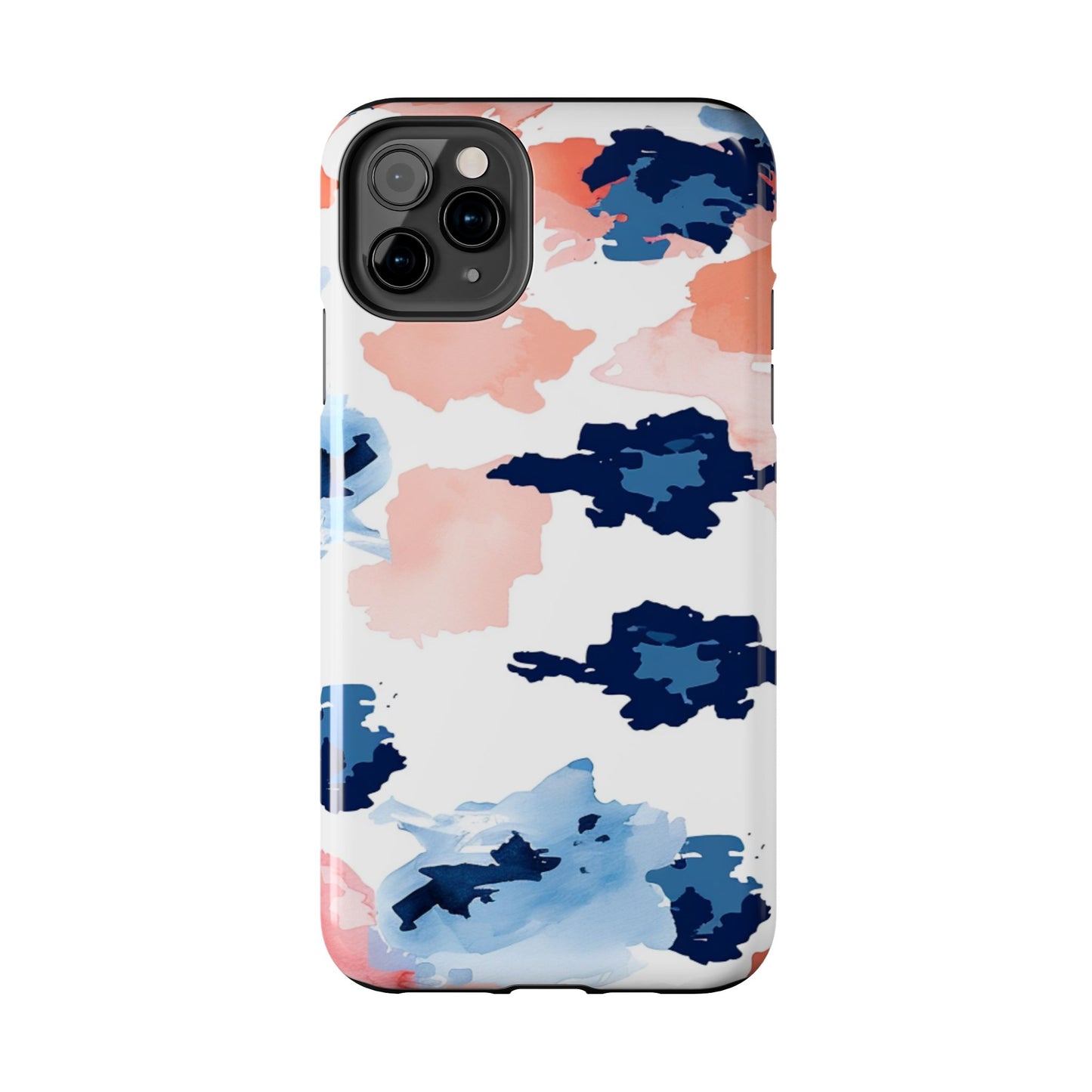 Abstract Coral & Navy Watercolor Design – iPhone Case