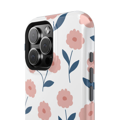 Playful Pink Floral Tough MagSafe  iPhone Case – Soft Pastel Design, Slim & Shockproof