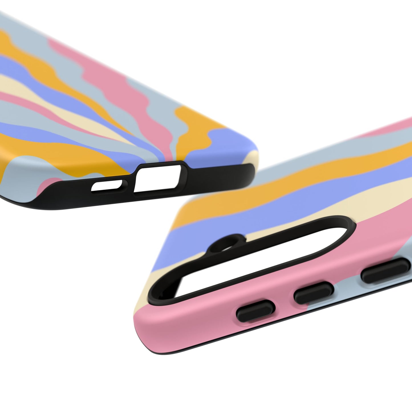 Pastel Radiance Samsung Galaxy Case – 70s-Inspired Dual-Layer Design with Wavy Sunburst Pattern