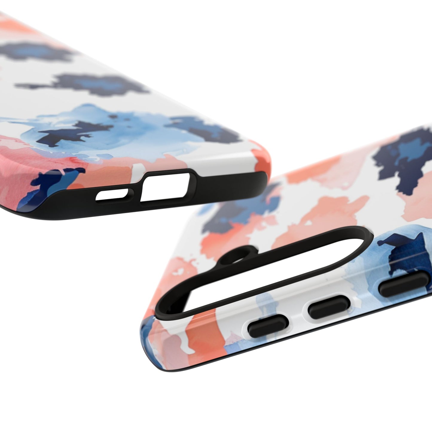 Abstract Coral & Navy Watercolor Design – Samsung Galaxy Case